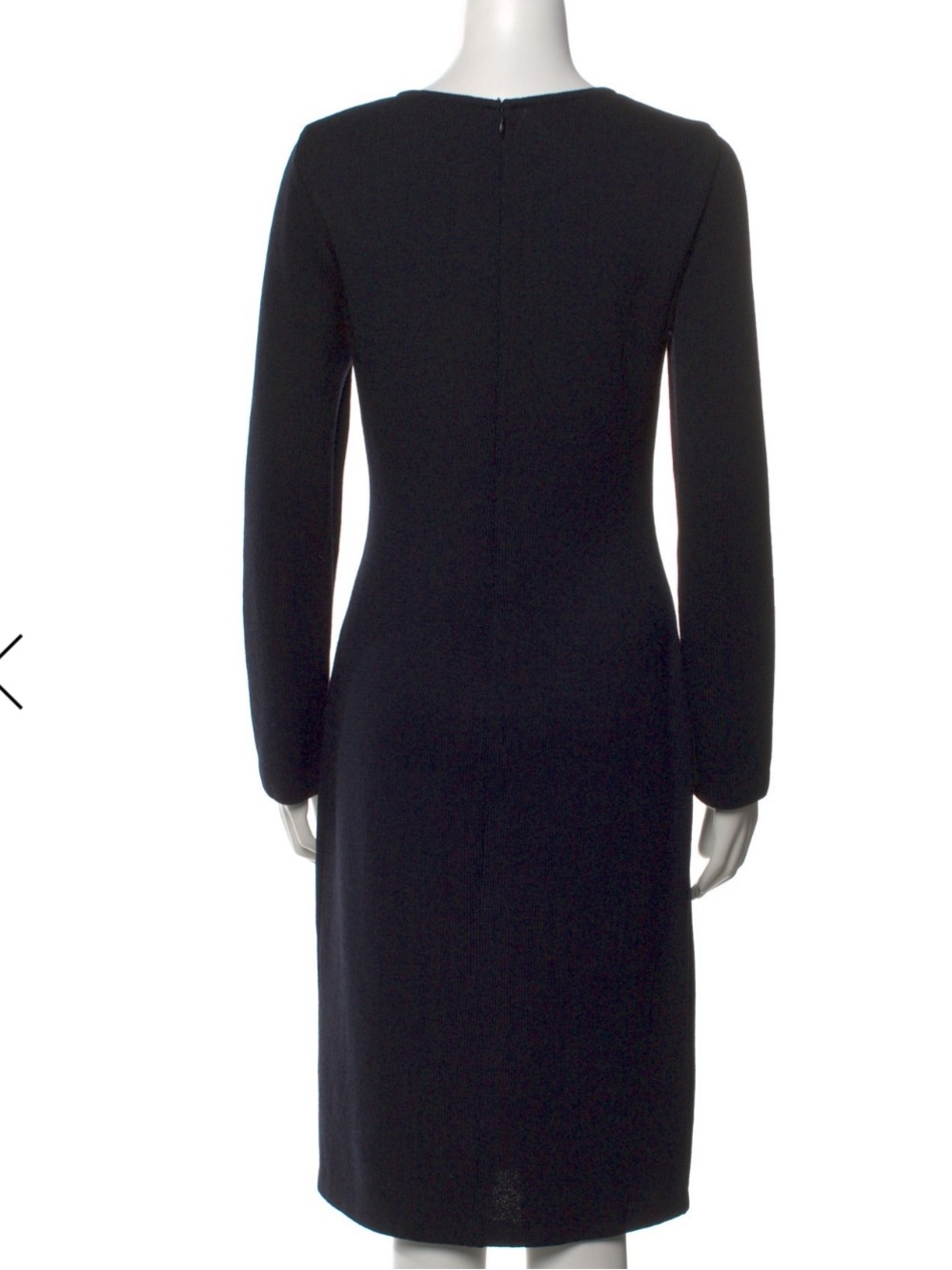 St. John Black V-Neck Long-Sleeve Santana Knit Wool Sheath Dress – Size 6 - Picture 3 of 12